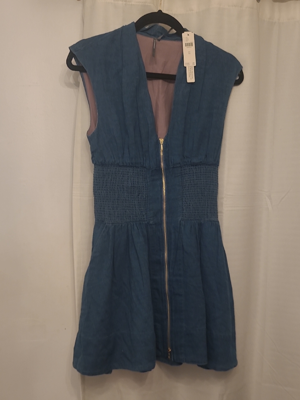 Anthropologie Blue Sleeveless Zip-Front Mini Dress